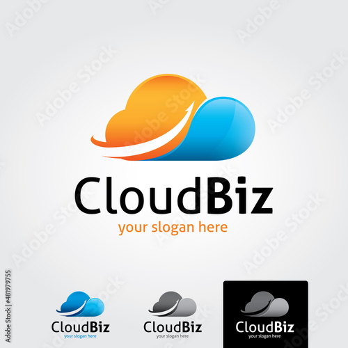 minimal cloud logo template - vector illustration