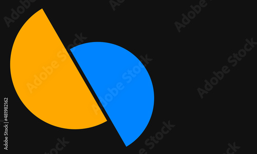 black background with yellow blue half circle