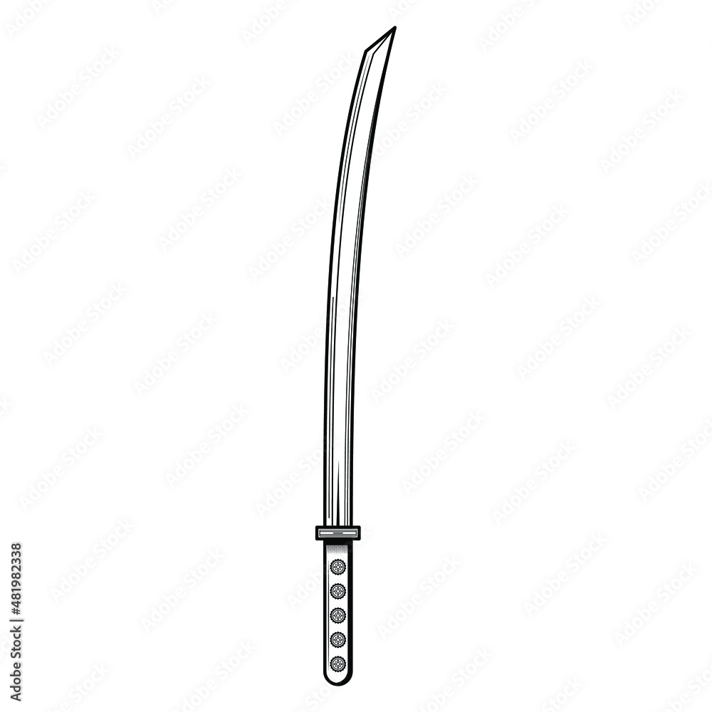 Abstract Black Simple Line Metal Sword Katana Blade Weapon Doodle