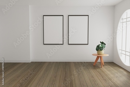 picture frame concept. empty room interior 3d rendering