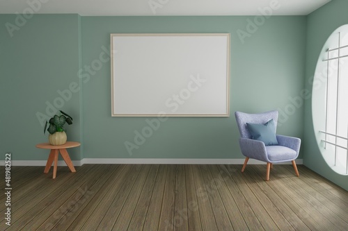 picture frame concept. empty room interior 3d rendering