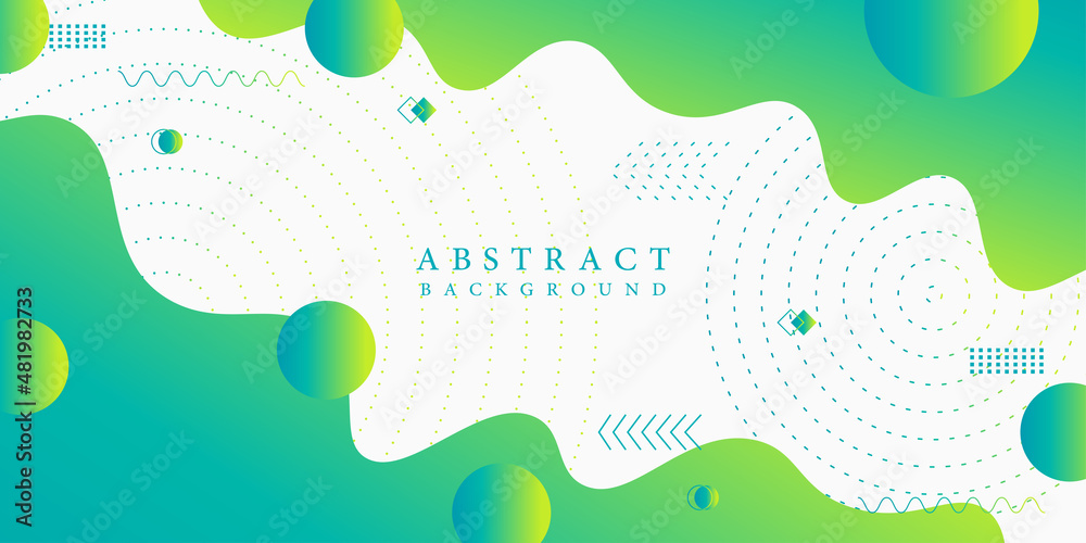 Colorful template banner with gradient color. Liquid shape design with green color