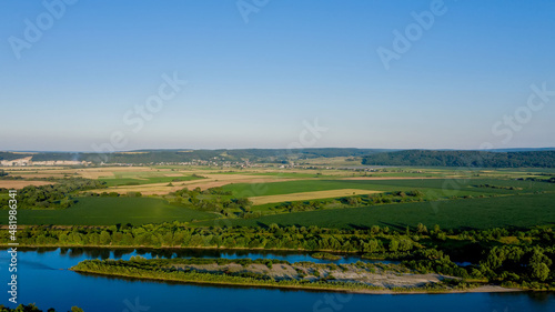 Wallpaper Mural Stunning top view of the sinuous Dniester River. Summer landscape of the Dniester River. Picturesque photo wallpaper. Discover the beauty of earth Torontodigital.ca