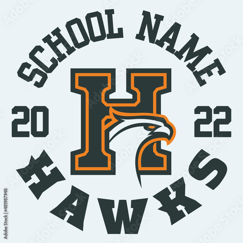 Letter H with hawk mascot logo design vector with modern illustration concept style for badge, emblem and tshirt printing.