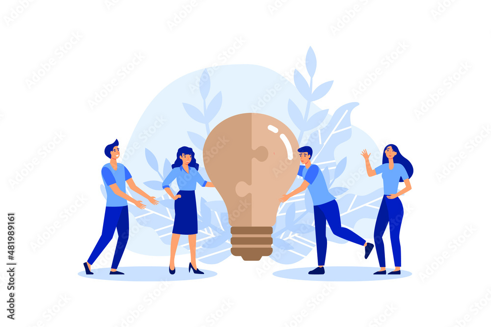 Light bulb made of puzzle pieces, business concept flat vector illustration Light bulb made of puzzle pieces, business concept flat vector illustration