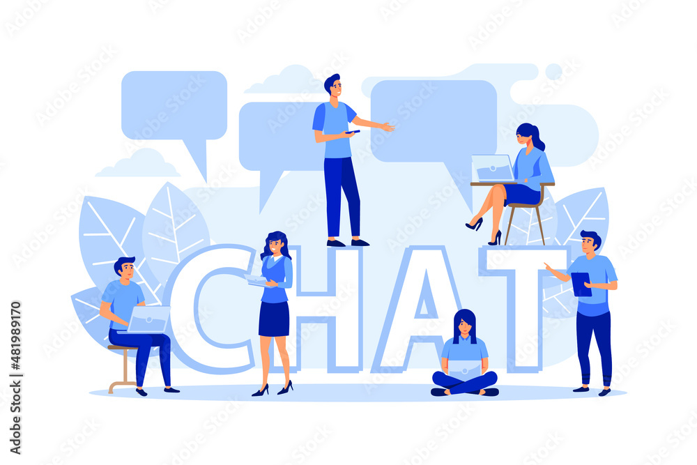 flat Vector colorful illustration of communication via the Internet, social networking,chat, video,news,messages,web site, search friends, mobile web graphics vector