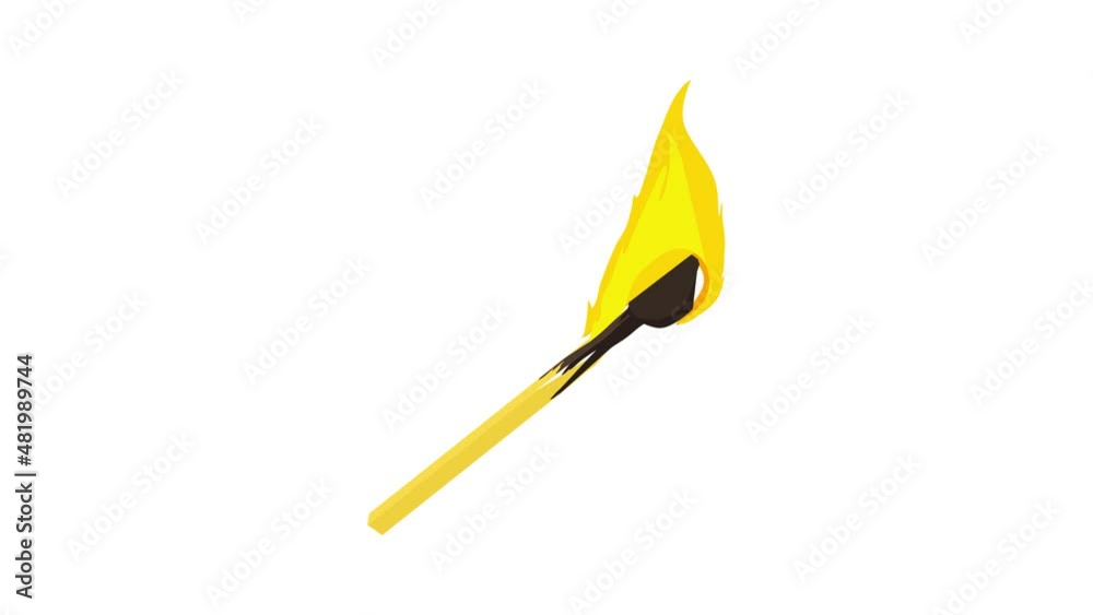 Burning match icon animation best cartoon object on white background Burning match icon animation best cartoon object on white background