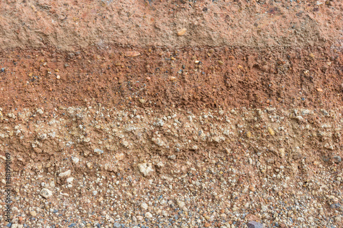 Section of soil under the asphalt road