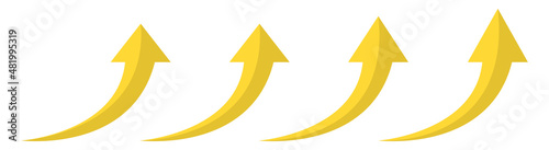 Arrow up web design icons. Set of curve rise increase arrows. Growth pictogram isolated. Vector illustration.