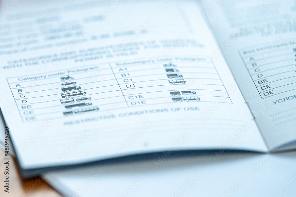 Close-up on an international driving license. Close-up on an international driving license.