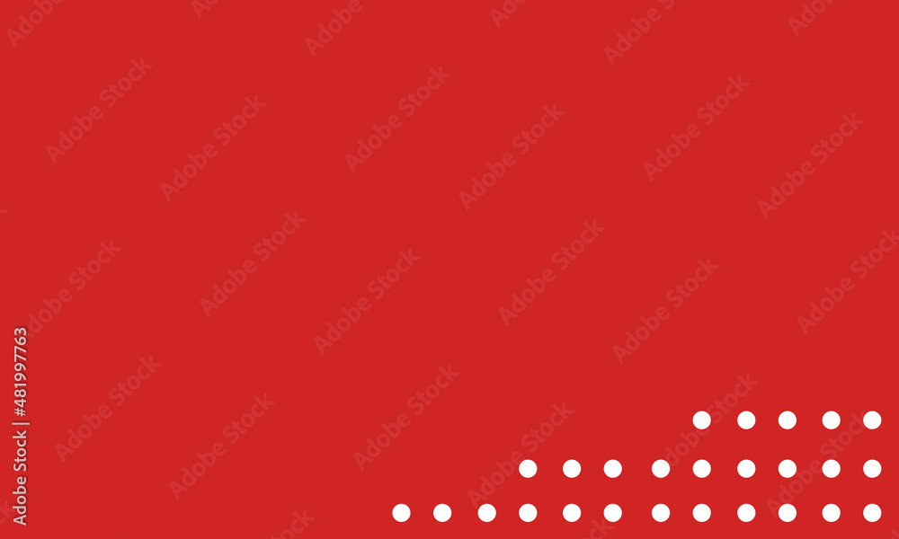 red background with small white circles below