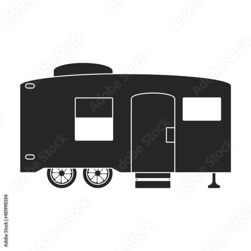 Trailer vector icon.Black vector icon isolated on white background trailer.
