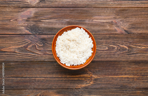 Cooked white rice in brown ...