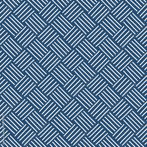 seamless ethic geometric pattern free hand white lines on blue vector