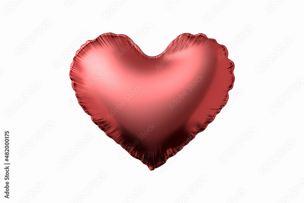 Isolated red heart shape balloon for love romanticism and Valentine's day concept
