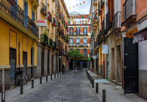Old street in Madrid, Spain. Architecture and landmark of Madrid, postcard of Madrid. © Ekaterina Belova