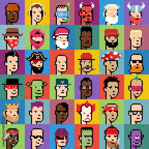Set of pixel vector avatars