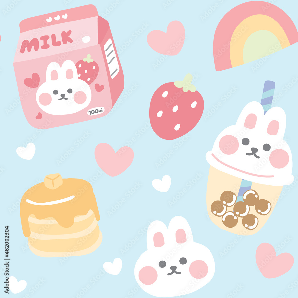 Premium Vector  Cute happy funny flavored strawberry milk and playing  pandas