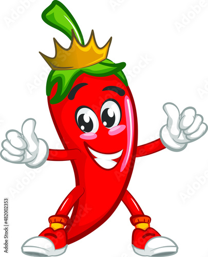 vector mascot character illustration of spicy king cute chili