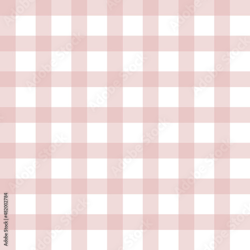 Pastel pink Gingham plaid vector seamless pattern. Buffalo check surface design. Geometric abstract background.