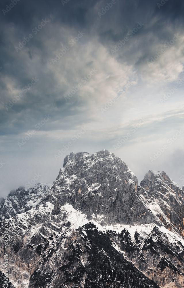 winter mountain panorama view in the alps