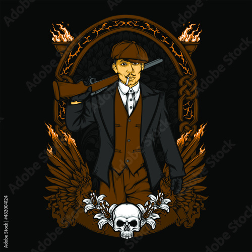 british gangster retro illustration