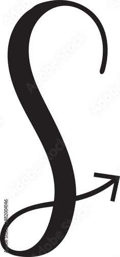 Simple Alphabet S arrow icon.