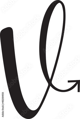 Simple Alphabet V arrow icon.