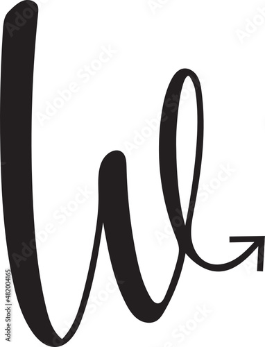 Simple Alphabet W arrow icon.