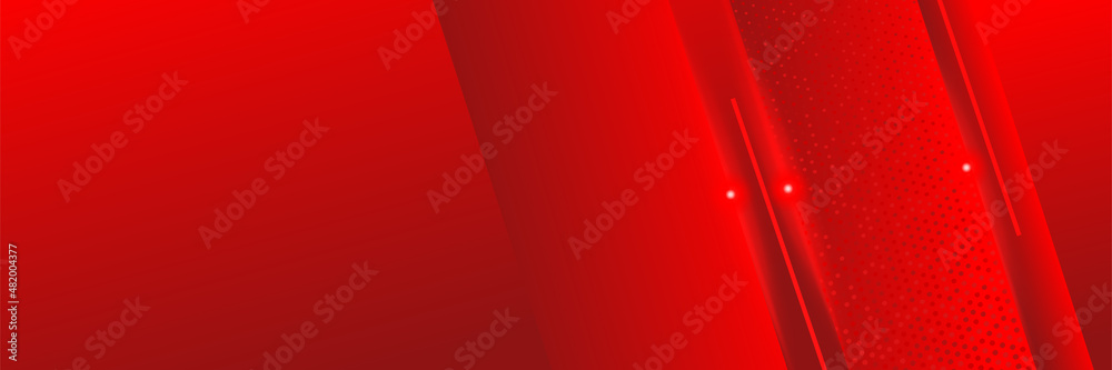 Corporate business red wide banner design background. Abstract 3d banner design with dark red technology geometric background. Vector illustration