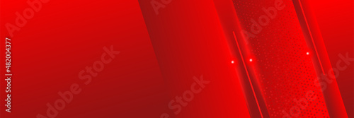 Corporate business red wide banner design background. Abstract 3d banner design with dark red technology geometric background. Vector illustration © Salman