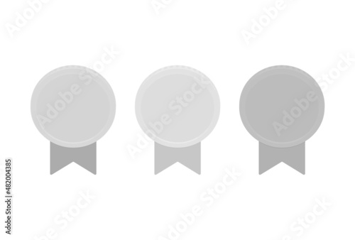 金銀銅カラーをイメージしたモノトーンのリボン付きのバッジ・勲章- シンプルなリボンコインの素材セット