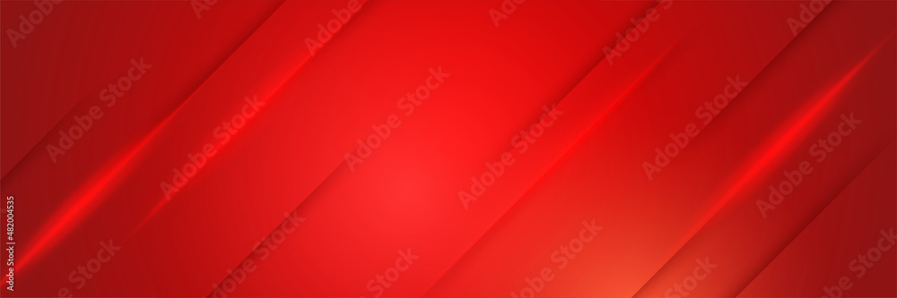 Abstract neon style red wide banner design background. Abstract 3d banner design with dark red technology geometric background. Vector illustration