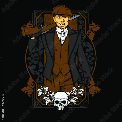 british gangster retro illustration