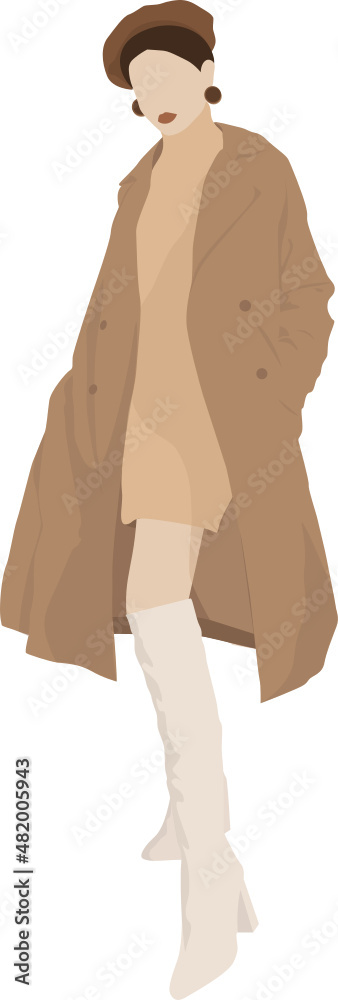 fashionable girl; illustration of a stylish girl in a coat and boots; the girl in the hat; sweet girl in full growth; fashionable girl; illustration of a stylish girl in a coat and boots; the girl in the hat; sweet girl in full growth;