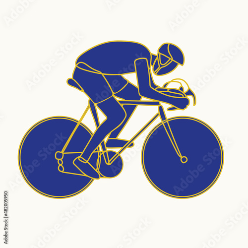 The silhouette of an athlete on a bicycle. Cycling competitions, triathlon stage. The athlete in training