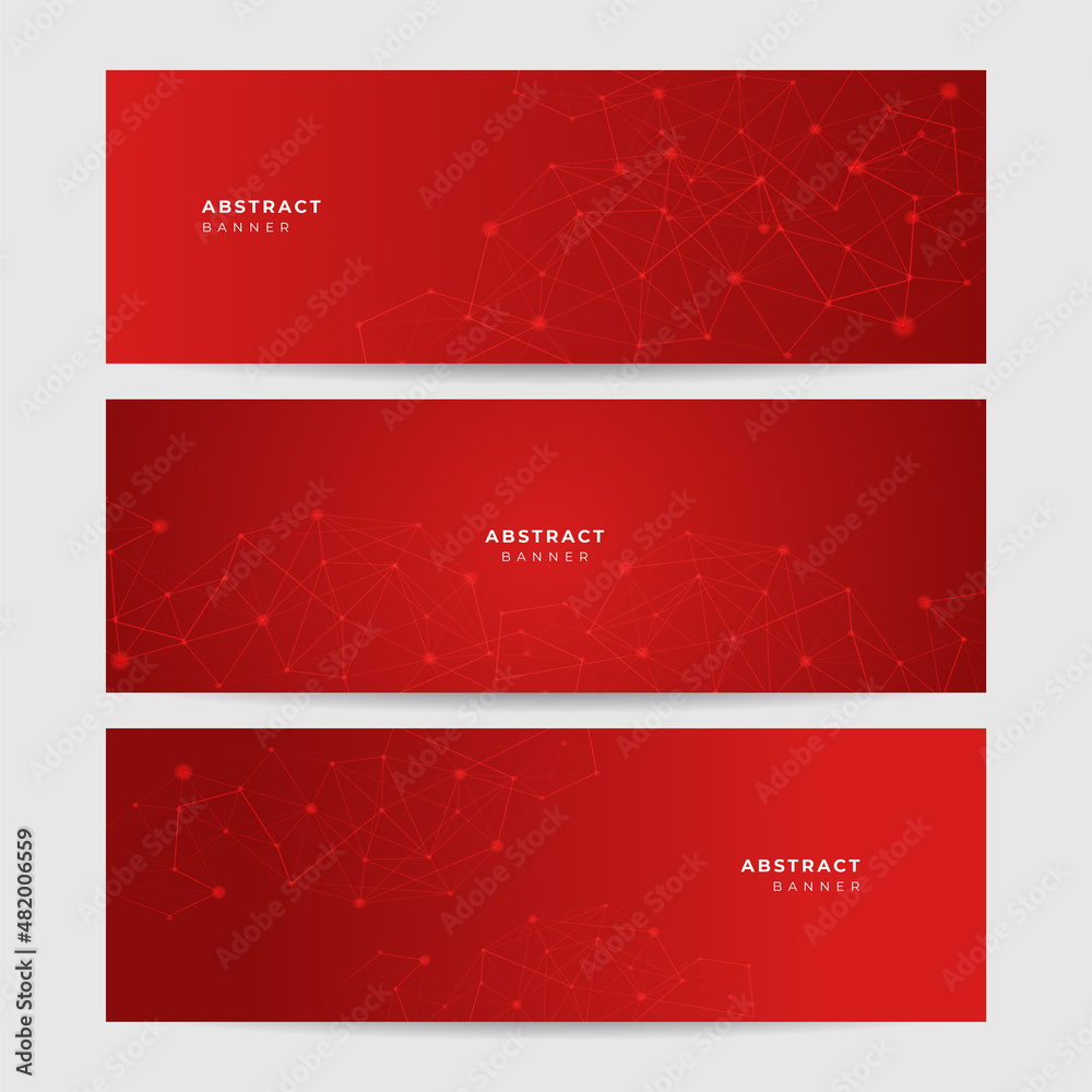 Networking neon style red wide banner design background