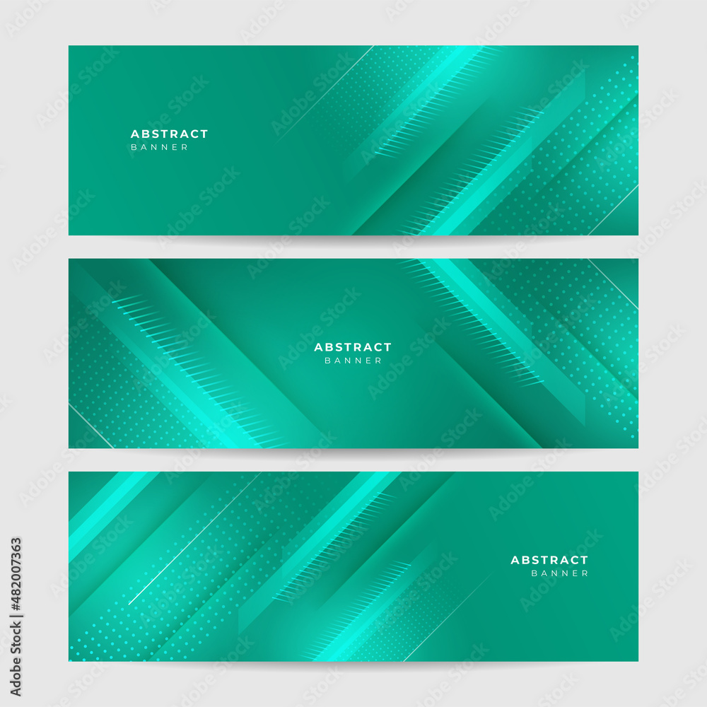 Fototapeta premium Corporate business green wide banner design background