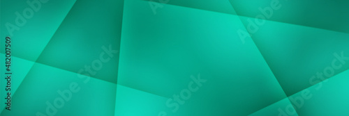 Corporate business green wide banner design background. Abstract modern 3d banner design with green technology geometric background. Vector illustration