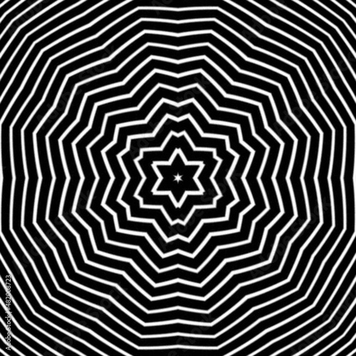 black and white abstract geometric optical illusion illustration