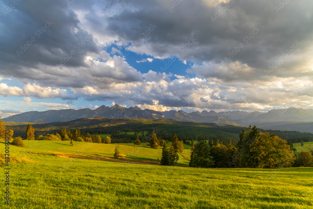 Landscape near Jurgow with High Tatras, Poland