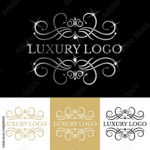 Antique retro luxury victorian calligraphic logo with ornamental frame
