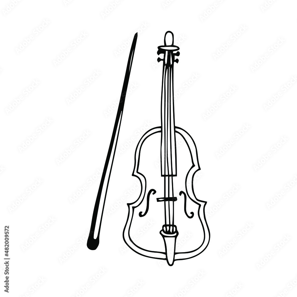 violin icon doodle hand drawn sketch