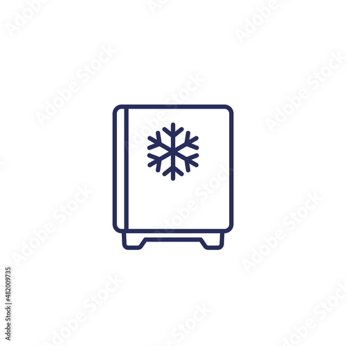 mini fridge icon, small freezer line vector