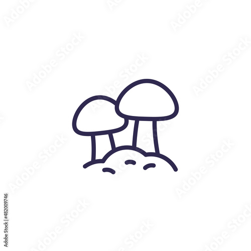 mushrooms, fungi line icon, vector