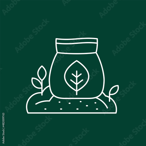 organic fertilizer icon, line vector