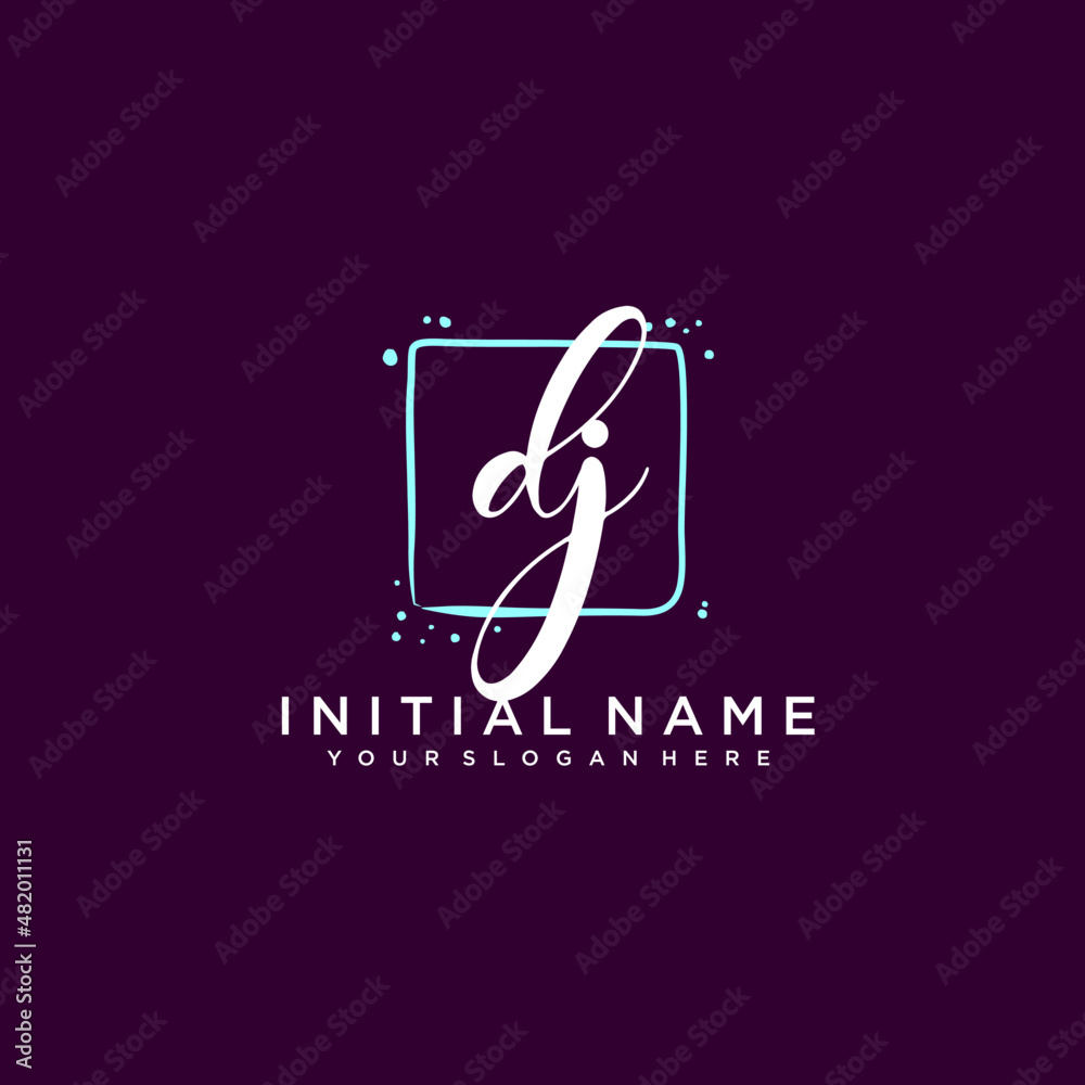 DJ monogram logo template vector	