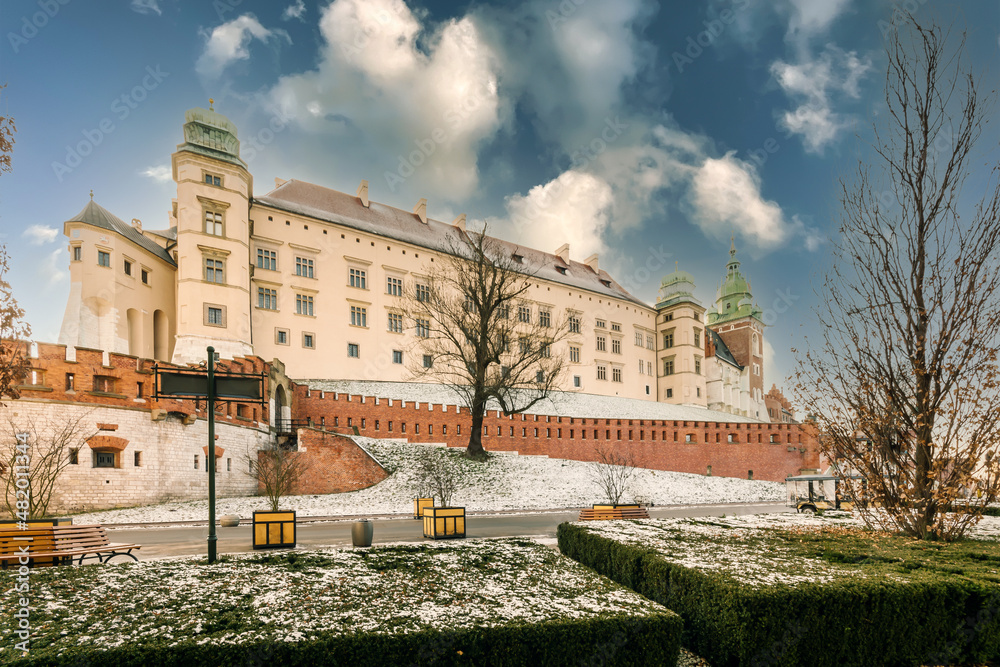 Wawel Castle in the city of Krakow, Poland. 