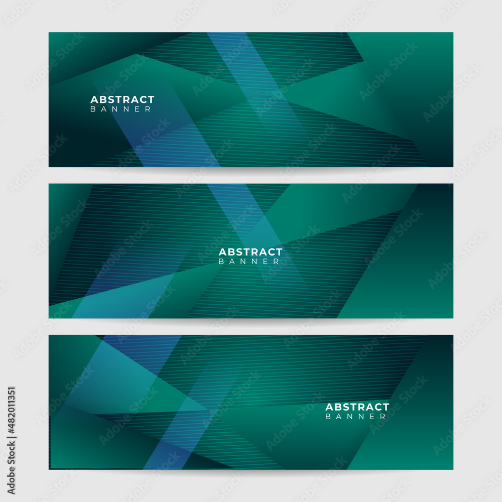 Fototapeta premium Display abstract green wide banner design background