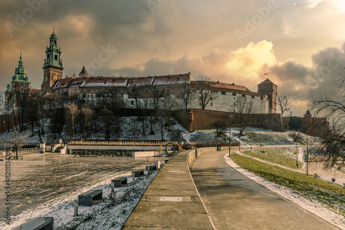 Wawel Castle in the city of Krakow, Poland. 